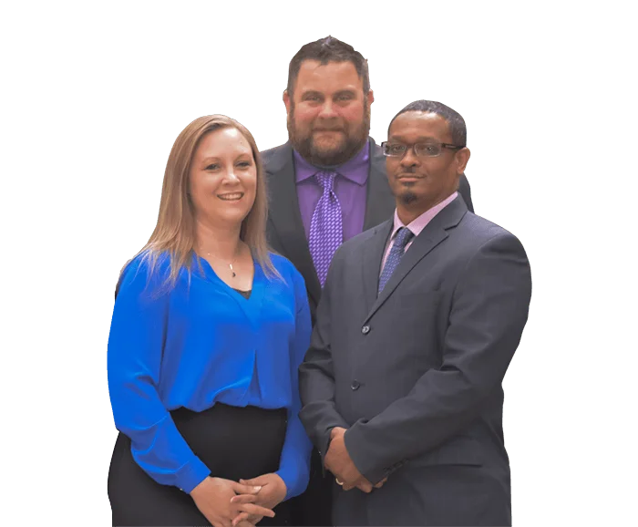 Integrity First Business Solutions team: two men and a woman standing together